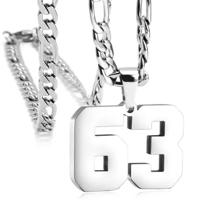 Men's Fashion Simple Stainless Steel Titanium Steel Digital Pendant Necklace O-Chain