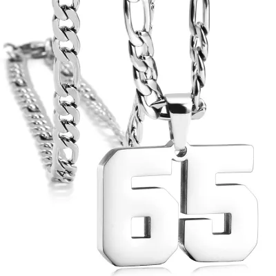 Men's Fashion Simple Stainless Steel Titanium Steel Digital Pendant Necklace O-Chain