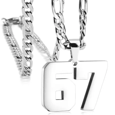 Men's Fashion Simple Stainless Steel Titanium Steel Digital Pendant Necklace O-Chain