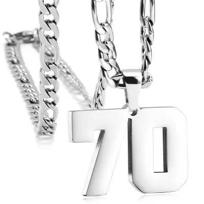 Men's Fashion Simple Stainless Steel Titanium Steel Digital Pendant Necklace O-Chain