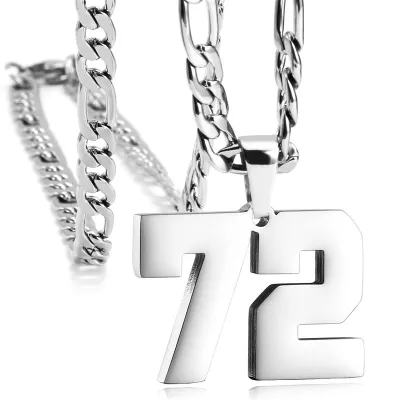 Men's Fashion Simple Stainless Steel Titanium Steel Digital Pendant Necklace O-Chain