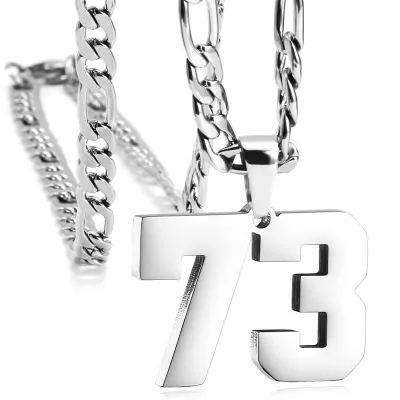 Men's Fashion Simple Stainless Steel Titanium Steel Digital Pendant Necklace O-Chain