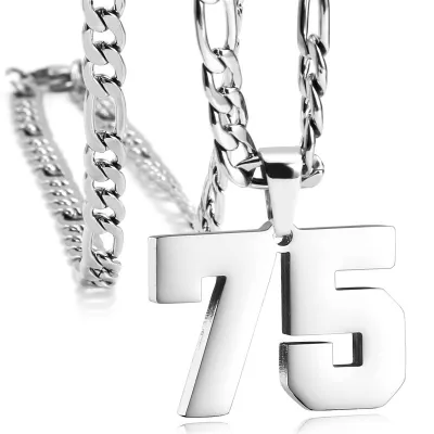 Men's Fashion Simple Stainless Steel Titanium Steel Digital Pendant Necklace O-Chain