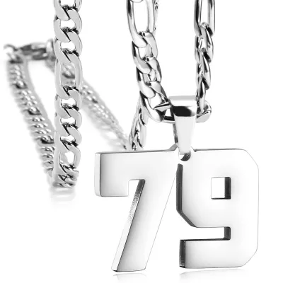 Men's Fashion Simple Stainless Steel Titanium Steel Digital Pendant Necklace O-Chain