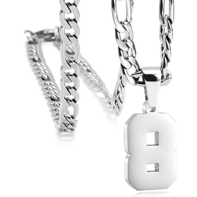 Men's Fashion Simple Stainless Steel Titanium Steel Digital Pendant Necklace O-Chain