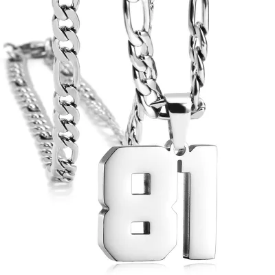 Men's Fashion Simple Stainless Steel Titanium Steel Digital Pendant Necklace O-Chain