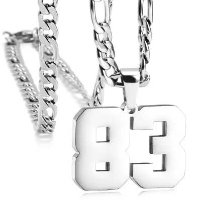 Men's Fashion Simple Stainless Steel Titanium Steel Digital Pendant Necklace O-Chain
