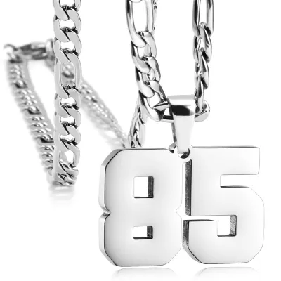 Men's Fashion Simple Stainless Steel Titanium Steel Digital Pendant Necklace O-Chain