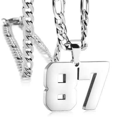 Men's Fashion Simple Stainless Steel Titanium Steel Digital Pendant Necklace O-Chain