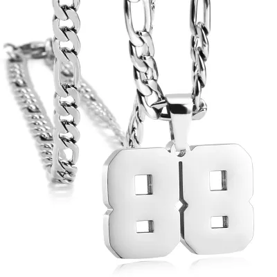 Men's Fashion Simple Stainless Steel Titanium Steel Digital Pendant Necklace O-Chain