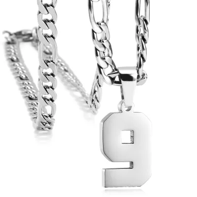 Men's Fashion Simple Stainless Steel Titanium Steel Digital Pendant Necklace O-Chain