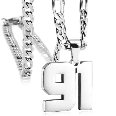 Men's Fashion Simple Stainless Steel Titanium Steel Digital Pendant Necklace O-Chain