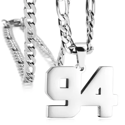 Men's Fashion Simple Stainless Steel Titanium Steel Digital Pendant Necklace O-Chain