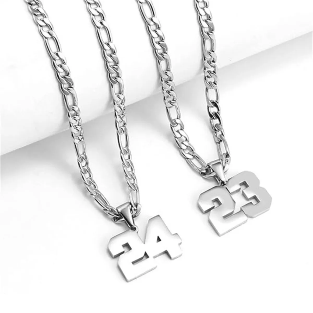 Men's Fashion Simple Stainless Steel Titanium Steel Digital Pendant Necklace O-Chain