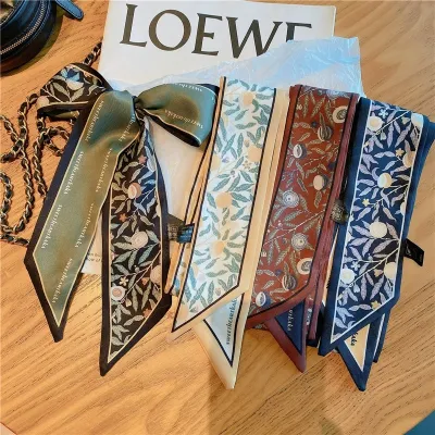Women Fashion Elegant Floral Printed Long Silk Scarf