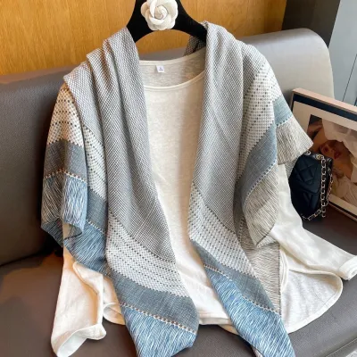 Women Fashion Printed Large Square Silk-Like Scarf 110x110