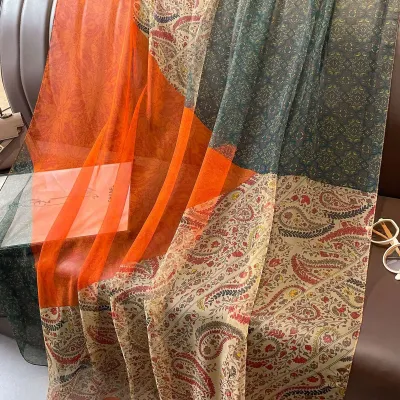 Women Fashion Elegant Printed Sunscreen Polyester Silk Scarf