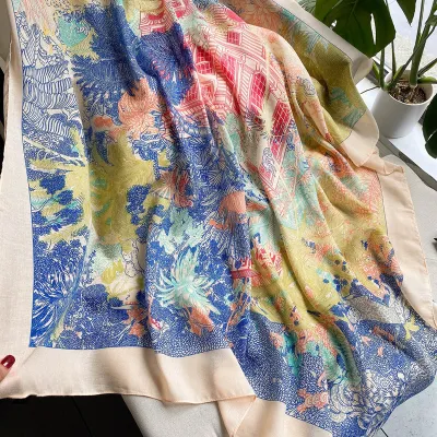 Women Fashion 135x135cm Cotton And Linen Square Sunscreen Scarf