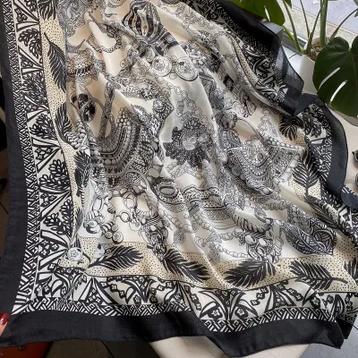 Women Fashion 135x135cm Cotton And Linen Square Sunscreen Scarf