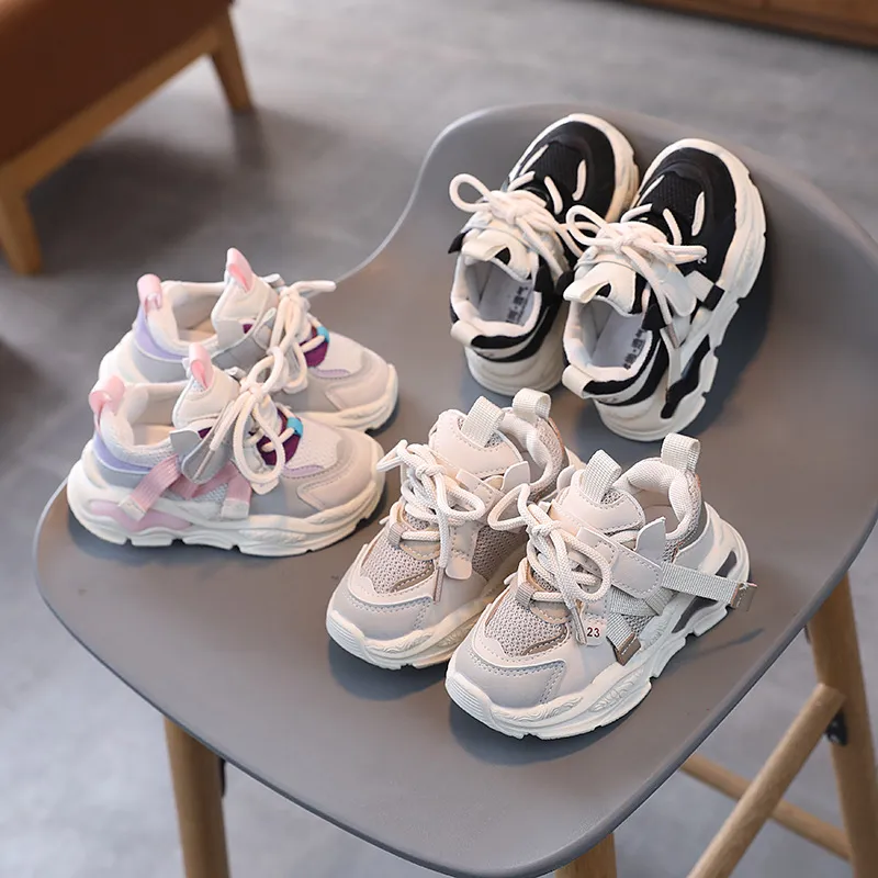 Kids Unisex Casual Versatile Mesh Lace-Up Thick-Soled Sneakers