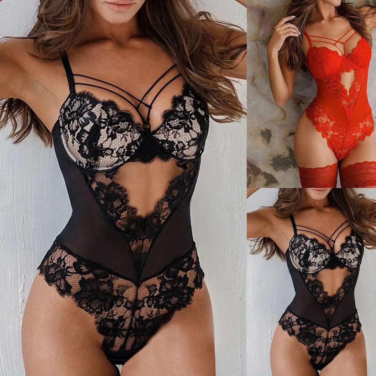 Women Sexy Lace Perspective Bra Set