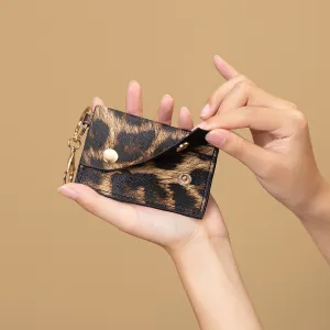 Fashion Leopard PU Leather Purse Pendant Keychain Simple Commuter