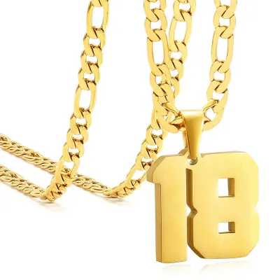 Men's Fashion Stainless Steel Digital Pendant Necklace