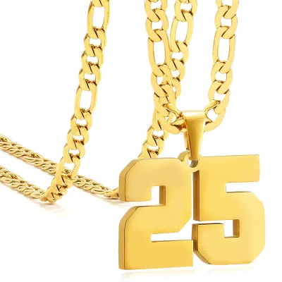 Men's Fashion Stainless Steel Digital Pendant Necklace