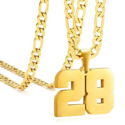 Men's Fashion Stainless Steel Digital Pendant Necklace
