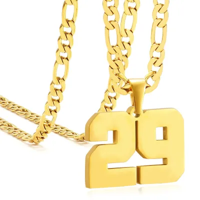 Men's Fashion Stainless Steel Digital Pendant Necklace