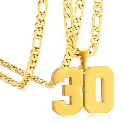 Men's Fashion Stainless Steel Digital Pendant Necklace