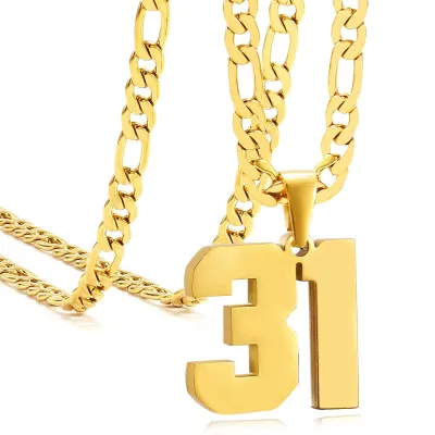 Men's Fashion Stainless Steel Digital Pendant Necklace