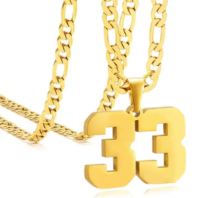 Men's Fashion Stainless Steel Digital Pendant Necklace