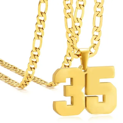 Men's Fashion Stainless Steel Digital Pendant Necklace