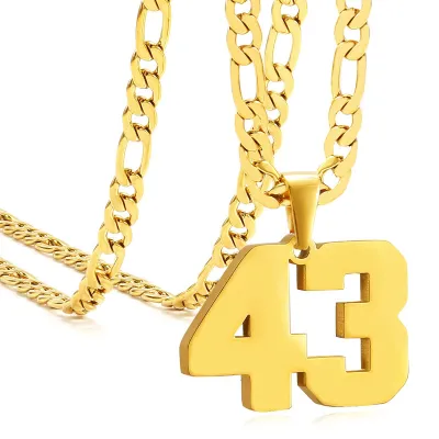 Men's Fashion Stainless Steel Digital Pendant Necklace