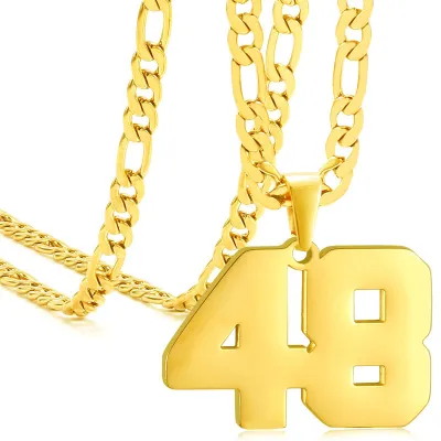 Men's Fashion Stainless Steel Digital Pendant Necklace