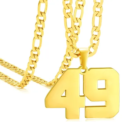 Men's Fashion Stainless Steel Digital Pendant Necklace