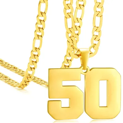 Men's Fashion Stainless Steel Digital Pendant Necklace