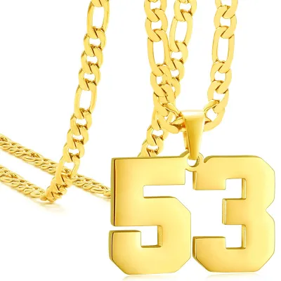 Men's Fashion Stainless Steel Digital Pendant Necklace