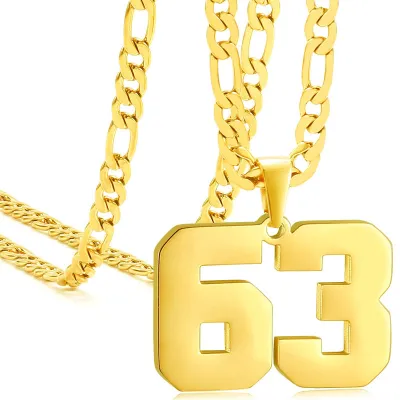 Men's Fashion Stainless Steel Digital Pendant Necklace