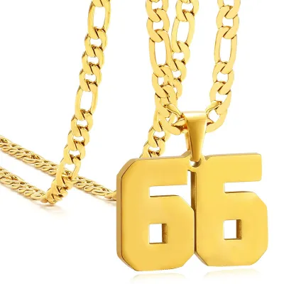 Men's Fashion Stainless Steel Digital Pendant Necklace