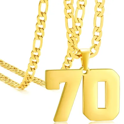Men's Fashion Stainless Steel Digital Pendant Necklace