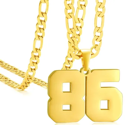 Men's Fashion Stainless Steel Digital Pendant Necklace