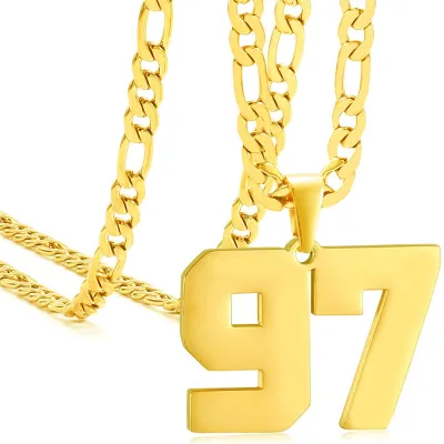 Men's Fashion Stainless Steel Digital Pendant Necklace