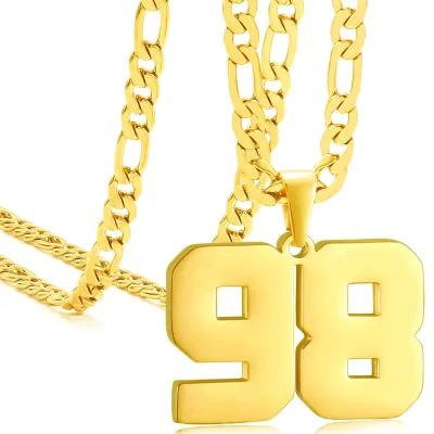 Men's Fashion Stainless Steel Digital Pendant Necklace