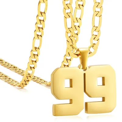 Men's Fashion Stainless Steel Digital Pendant Necklace