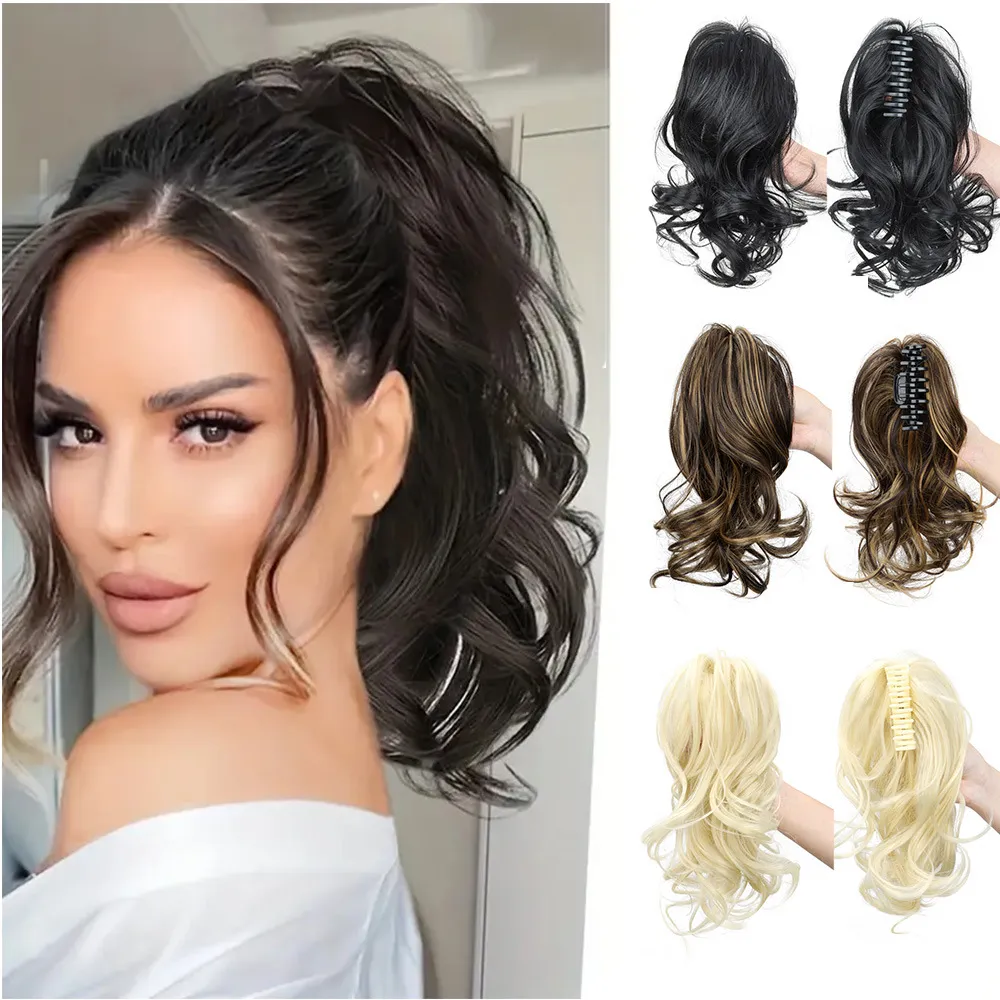 Fashion Short Curly Half-Tied Grab Wig High Temperature Wire Hair Bundle