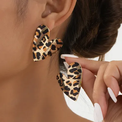 Fashion Leopard Heart-Shaped Earrings