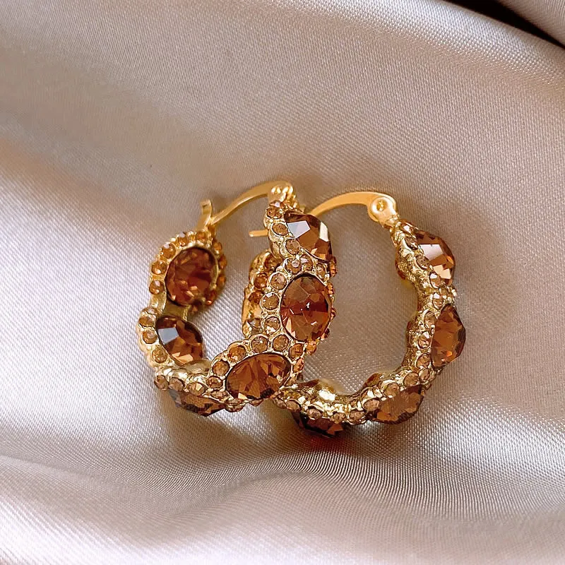 Fashion Rhinestone Hoop Earrings Alloy U-Shape Light Luxury