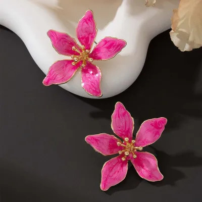 Vintage Elegant Alloy Petal Earrings Sweet Fresh